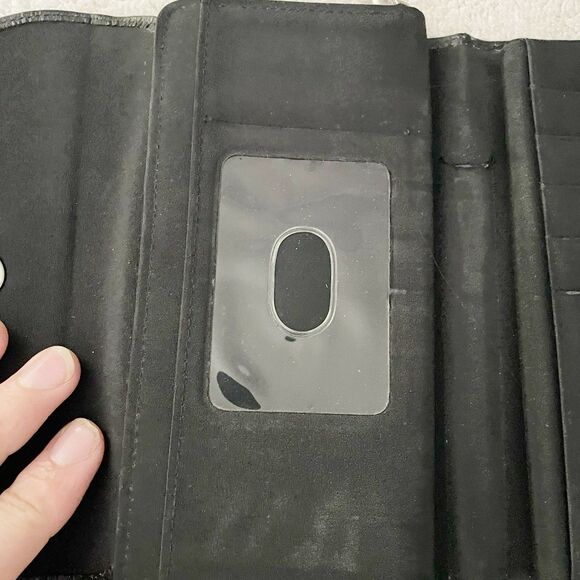 Dopp Black Leather Wallet Silver Snap Designer Old Money Chic - Picture 7 of 15